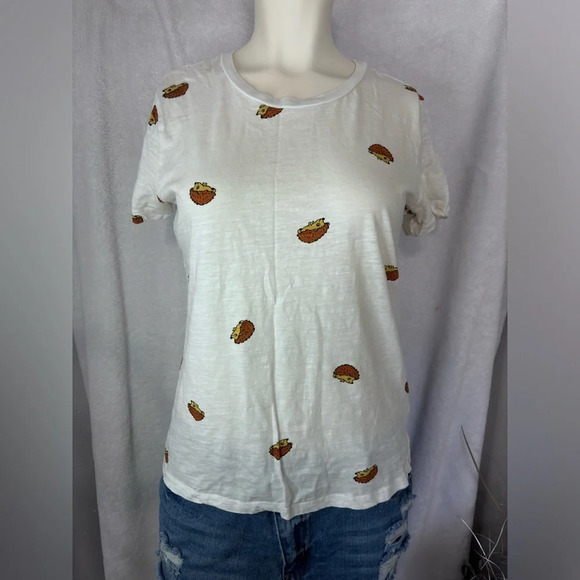 Forever 21 Hedgehog Print T-Shirt Crew Neck Short Sleeve White Large - Picture 2 of 3